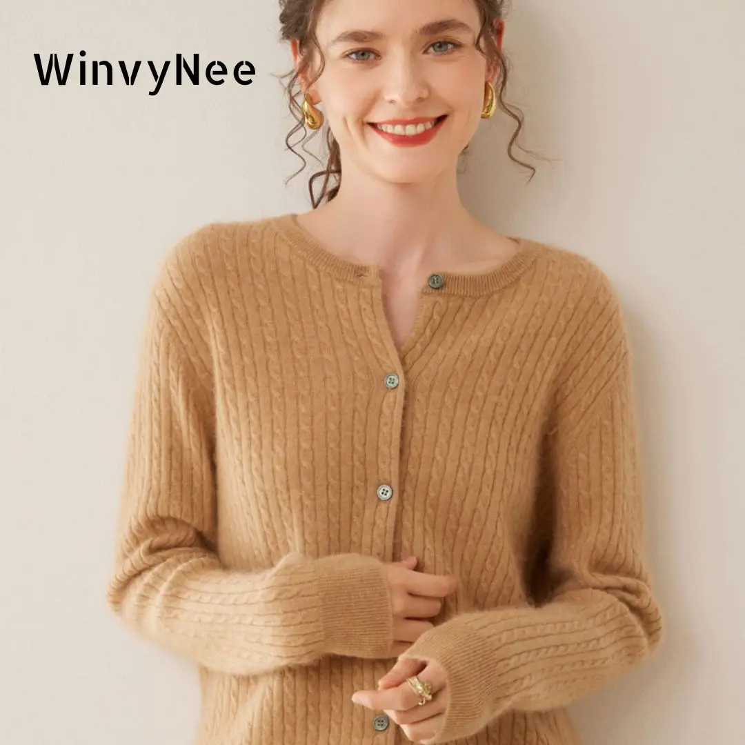 Crop Cardigan Vintage - WinvyNee Women's Cashmere Merino Wool Cardigans
