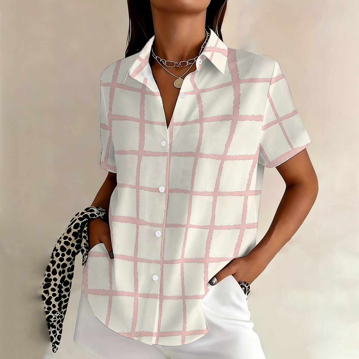 Vintage Fashion Plus Size - Fashion plus-size women's short-sleeve shirt,vintage plaid