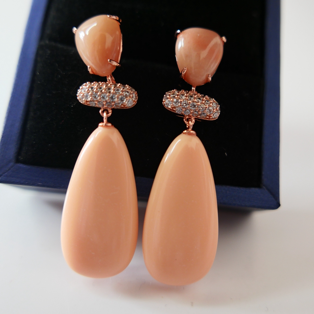 Vintage Fashion Guild - KQDANCE Long Water Drop Orange Pink