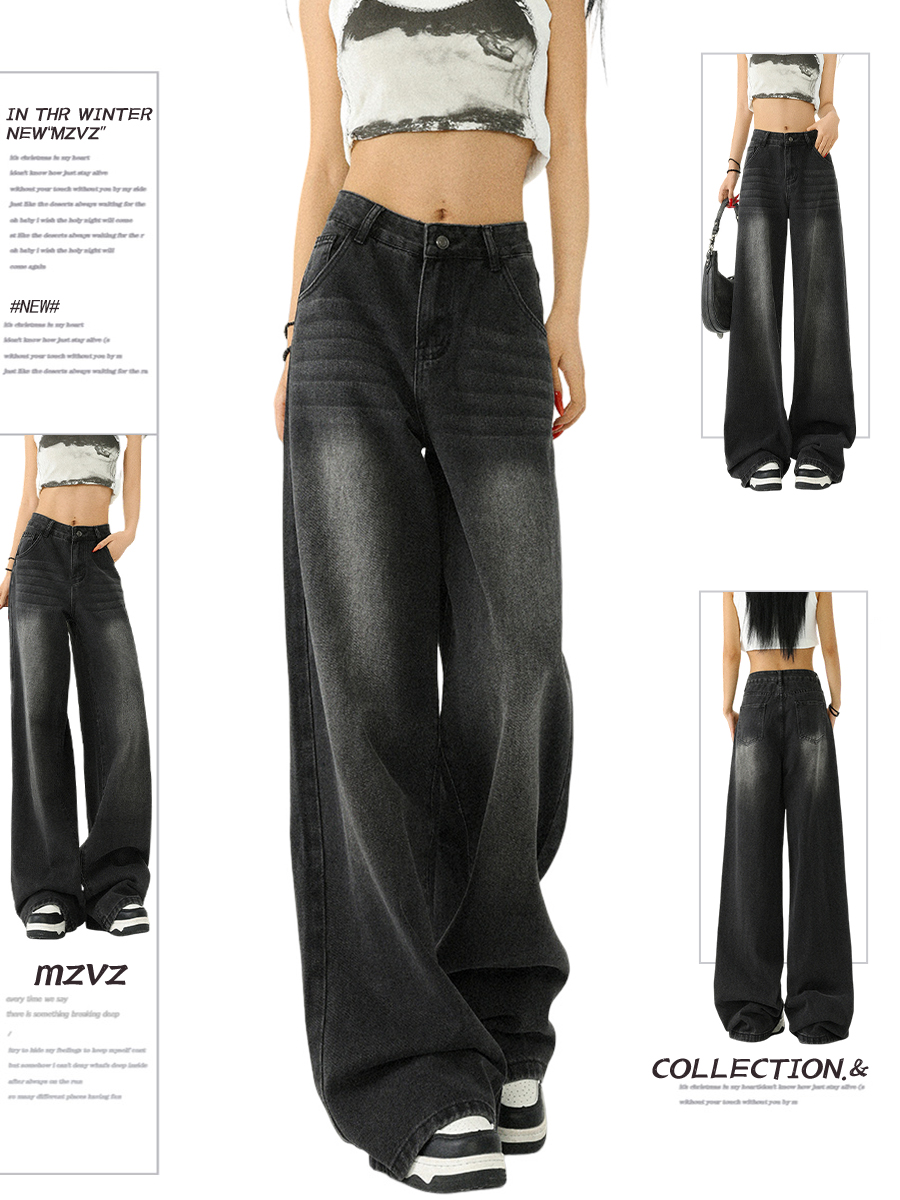 Mom Jean High Rise - Winter Women's Denim Pants Vintage Black