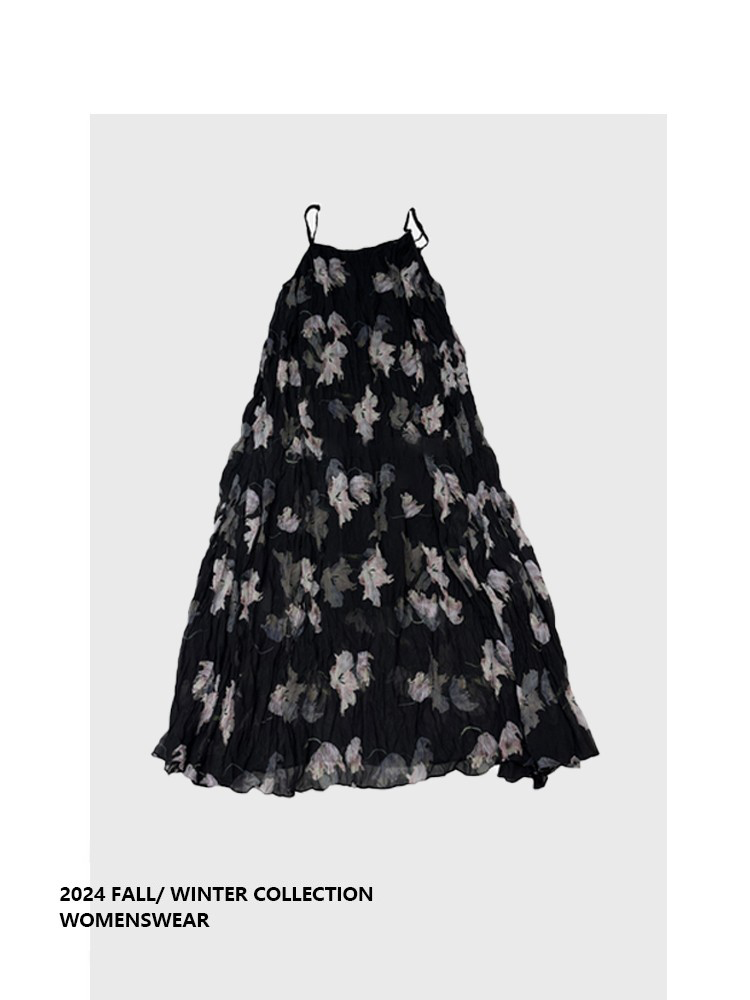Vintage Fashion Plus Size - Elegant Black Floral Halter Dress Women's
