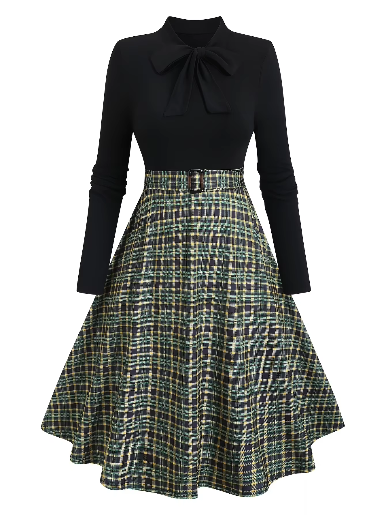Vintage Fashion Plus Size - Retro plus Size Dark Green Plaid
