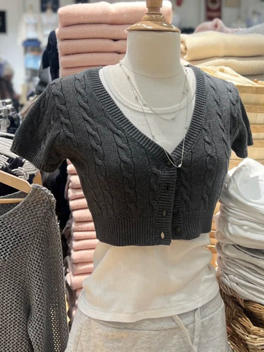 Vintage Four Button Knitted Cr – Crop Cardigan Vintage recenzja i cena