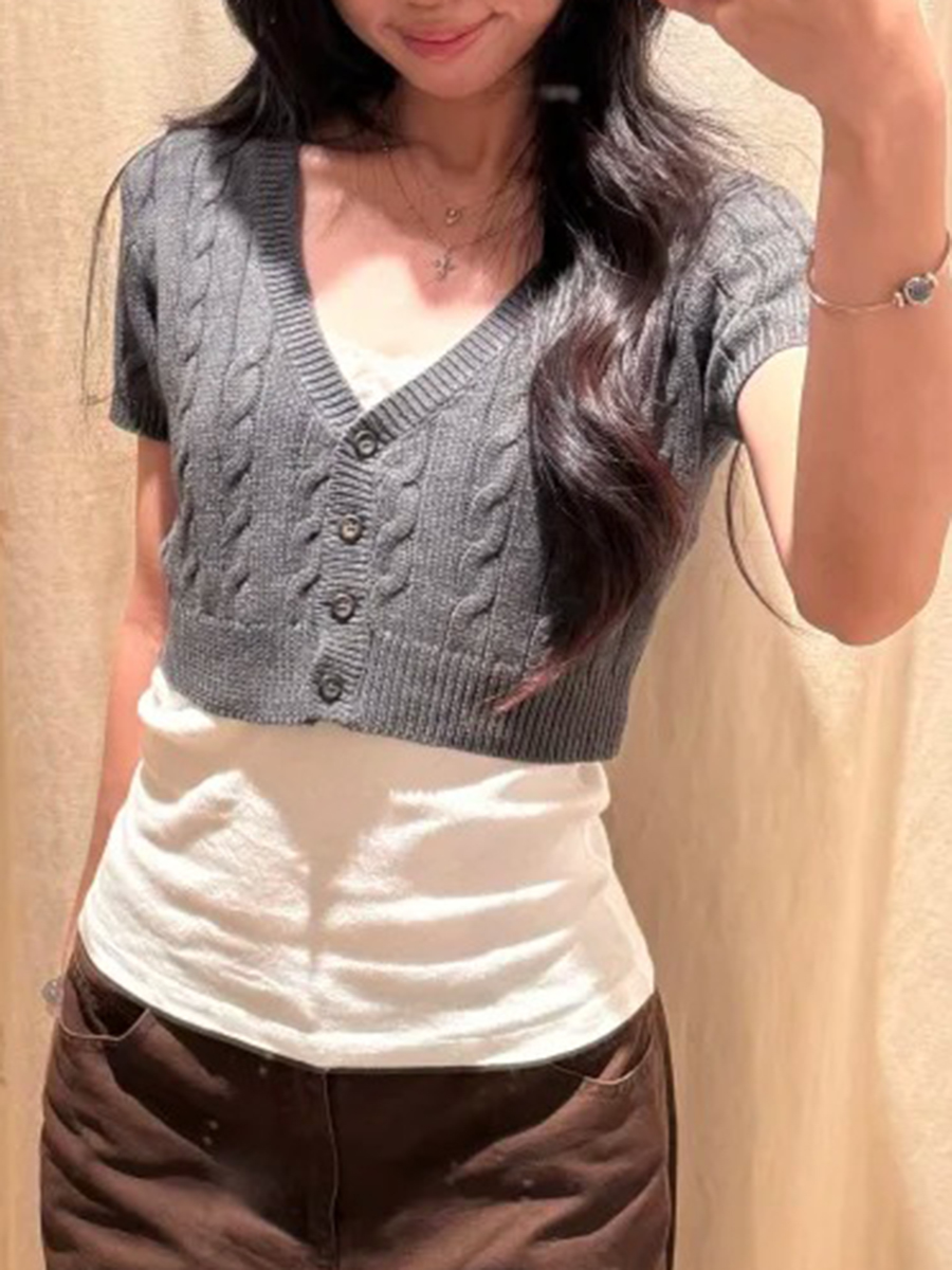 Vintage Four Button Knitted Cr – Crop Cardigan Vintage recenzja i cena