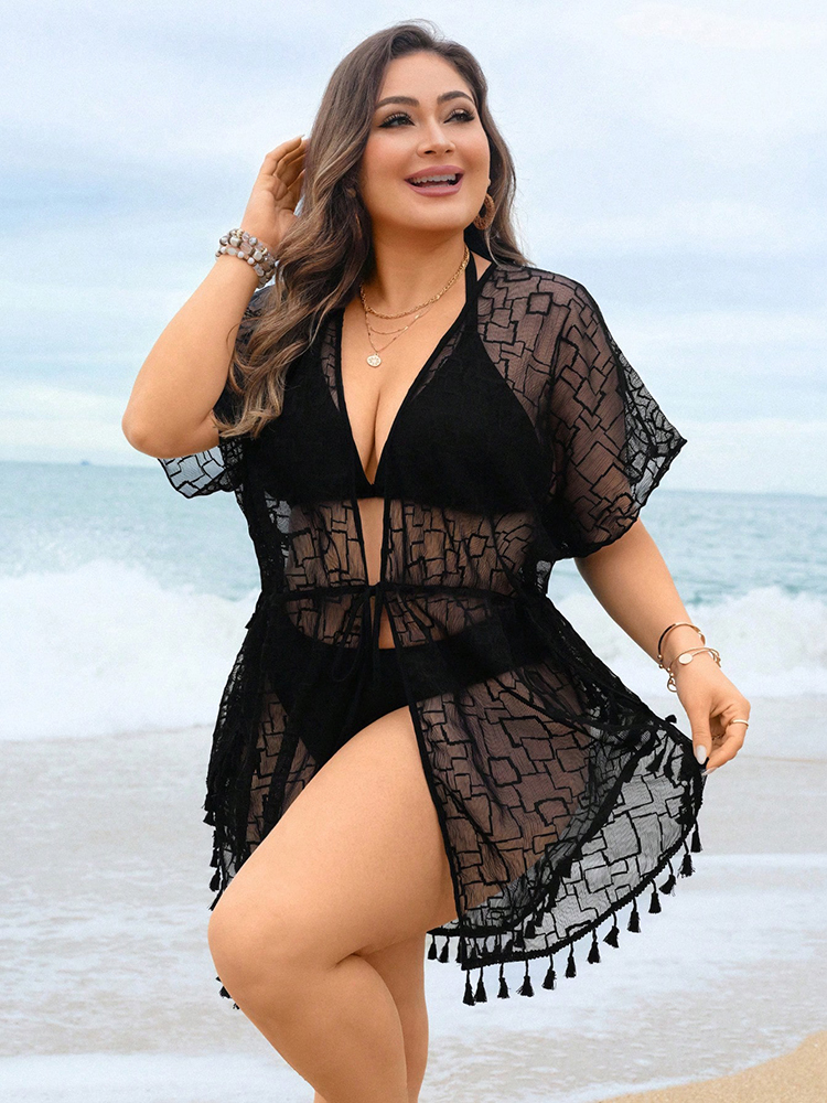 Plus Size Beach Women's Sheer  – Vintage Fashion Plus Size recenzja i cena