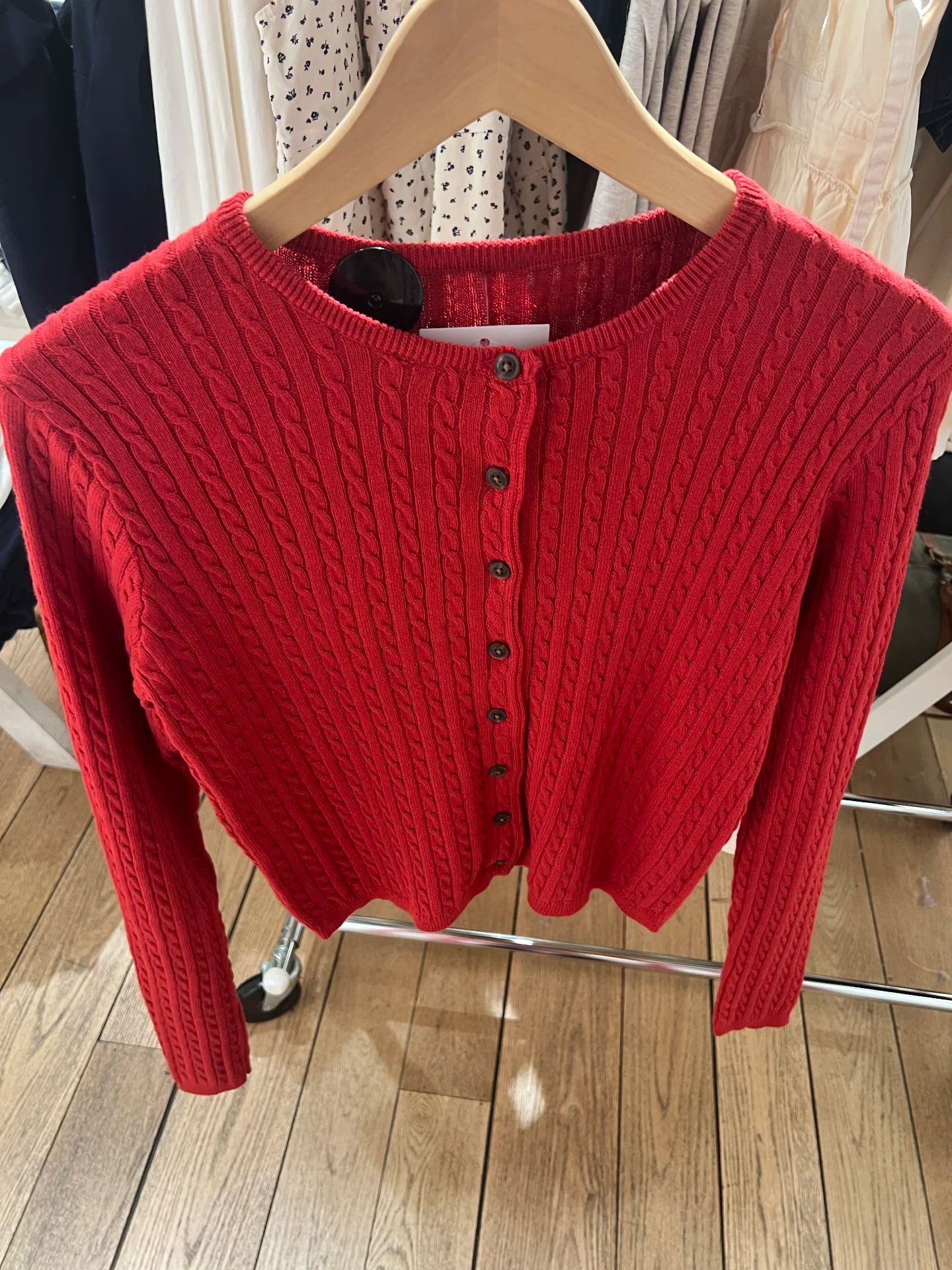 New Red Twist flower Knitted S – Crop Cardigan Vintage recenzja i cena