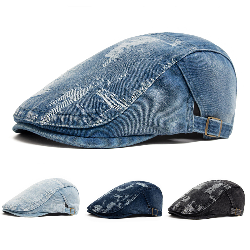 Fashion Men Ripped Denim Beret – Vintage Fashion Nz recenzja i cena