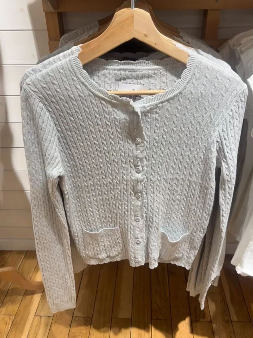 Pockets Twist Flower Knitted S – Crop Cardigan Vintage recenzja i cena
