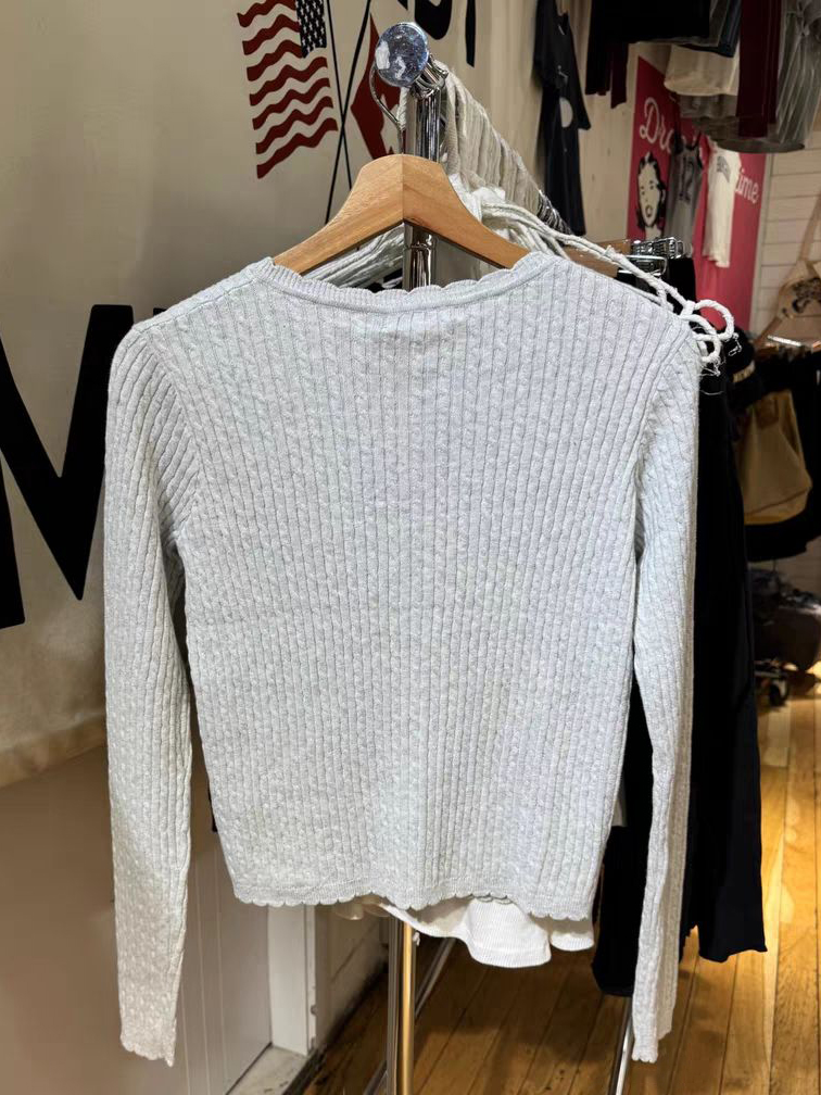 Pockets Twist Flower Knitted S – Crop Cardigan Vintage recenzja i cena