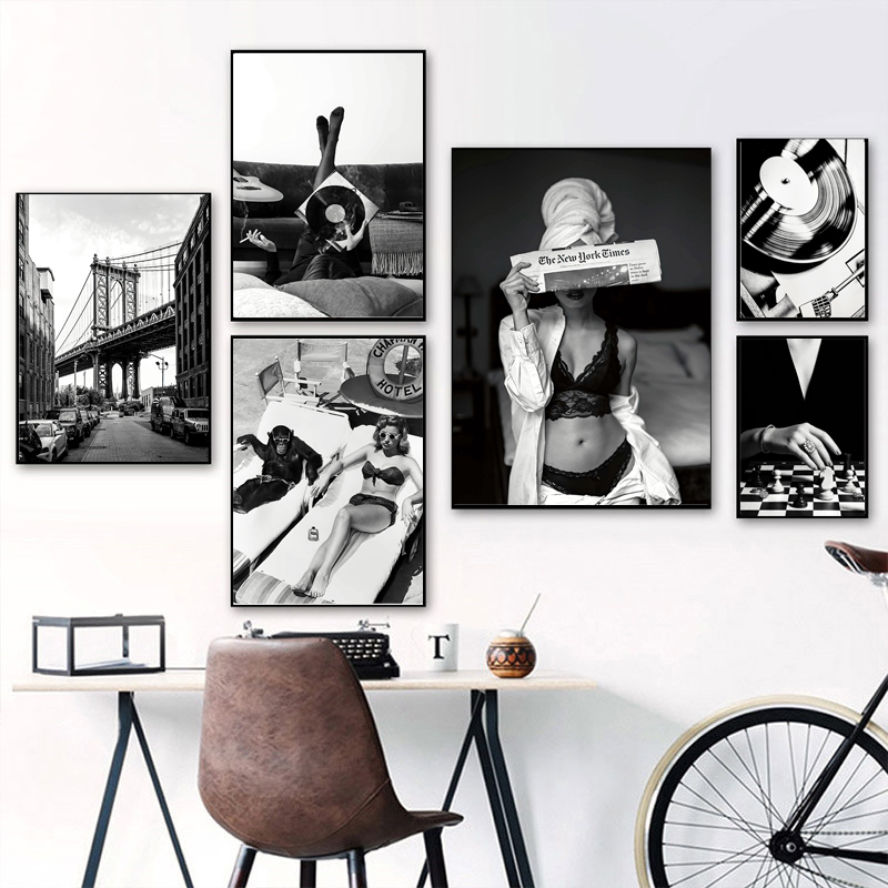 Black and White Vintage Wall A – Vintage Fashion Illustrations recenzja i cena