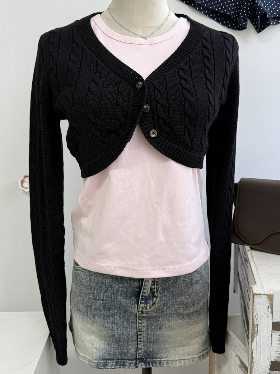 Cropped Knitwear Women Cotton  – Crop Cardigan Vintage recenzja i cena