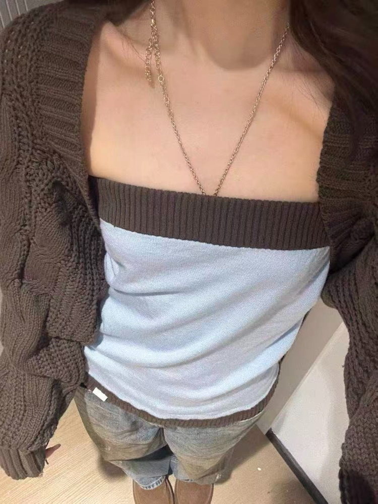 Y2k Aesthetic Two Pieces Set K – Crop Cardigan Vintage recenzja i cena