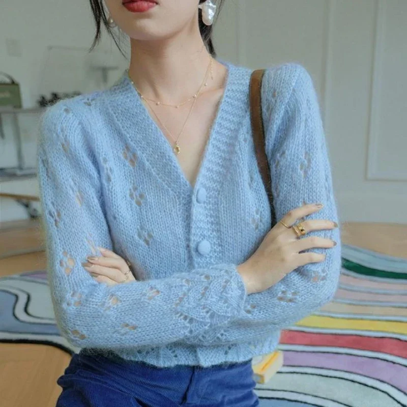 Women's Sweater Kawaii Cardiga – Crop Cardigan Vintage recenzja i cena