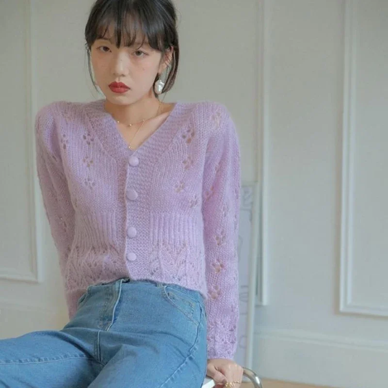 Women's Sweater Kawaii Cardiga – Crop Cardigan Vintage recenzja i cena