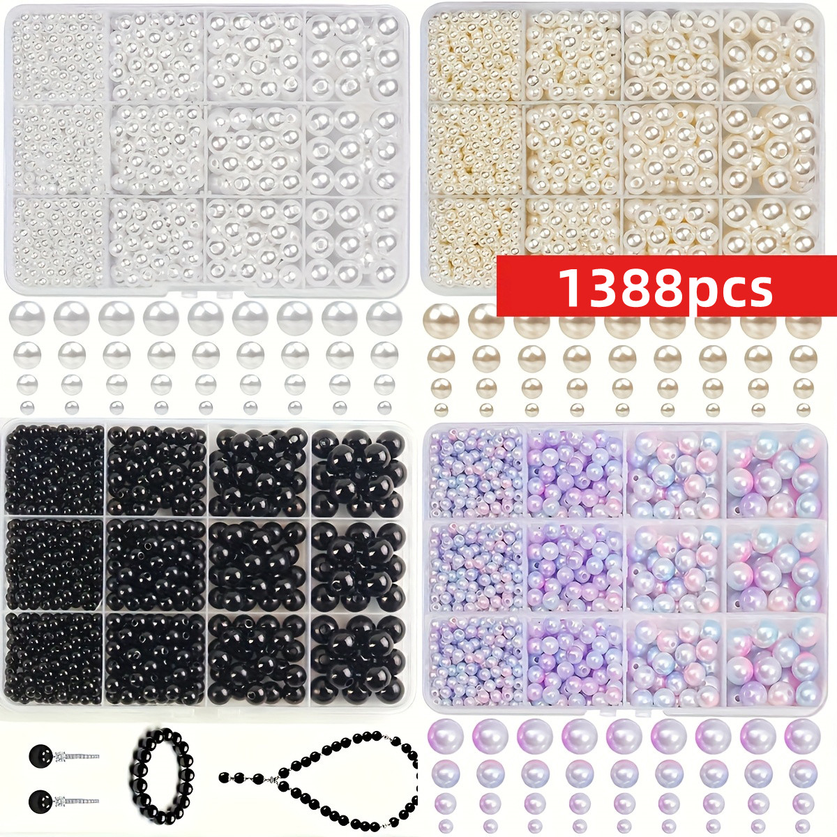 1388pcs 4/6/8/10mm  Black, whi – Vintage Fashion Necklace recenzja i cena