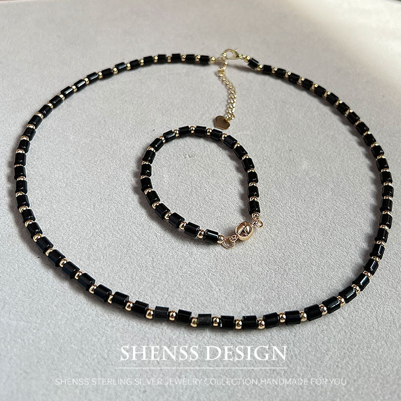 Natural 4mm obsidian Necklace  – Vintage Fashion Guild recenzja i cena