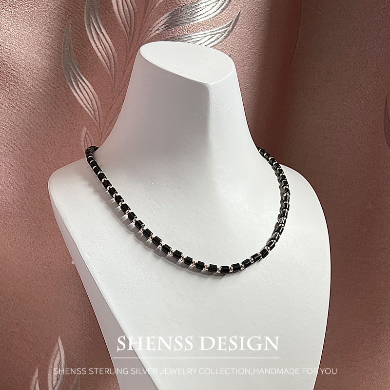 Natural 4mm obsidian Necklace  – Vintage Fashion Guild recenzja i cena