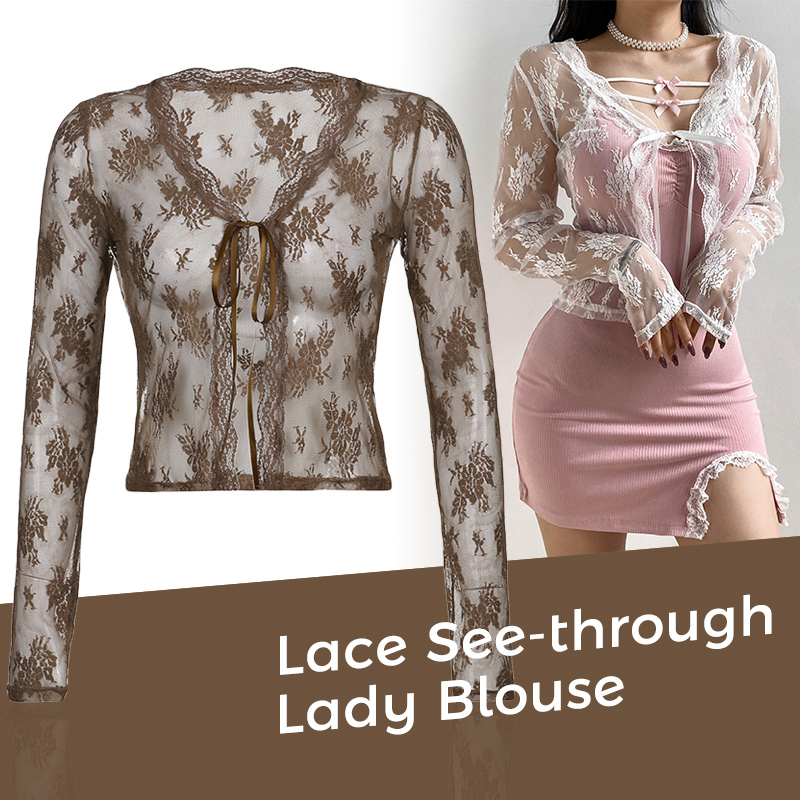 Women See Through Lace Mesh Sh – Crop Cardigan Vintage recenzja i cena